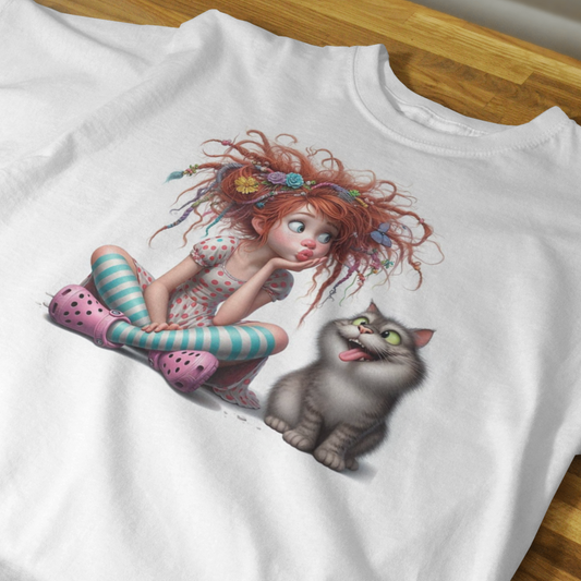 T-shirt Maglietta Giulia con Gattino